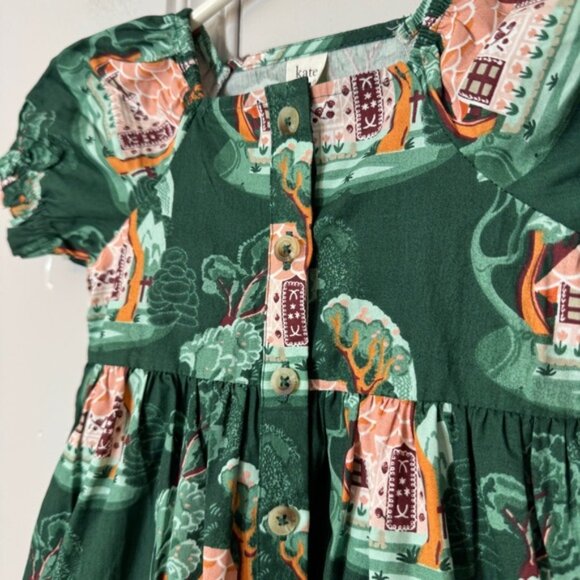 KATE QUINN THE WOODLAND DRESS GINGERBREAD COTTAGE ORGANIC COTTON POPLIN 12-18M - Picture 5 of 10